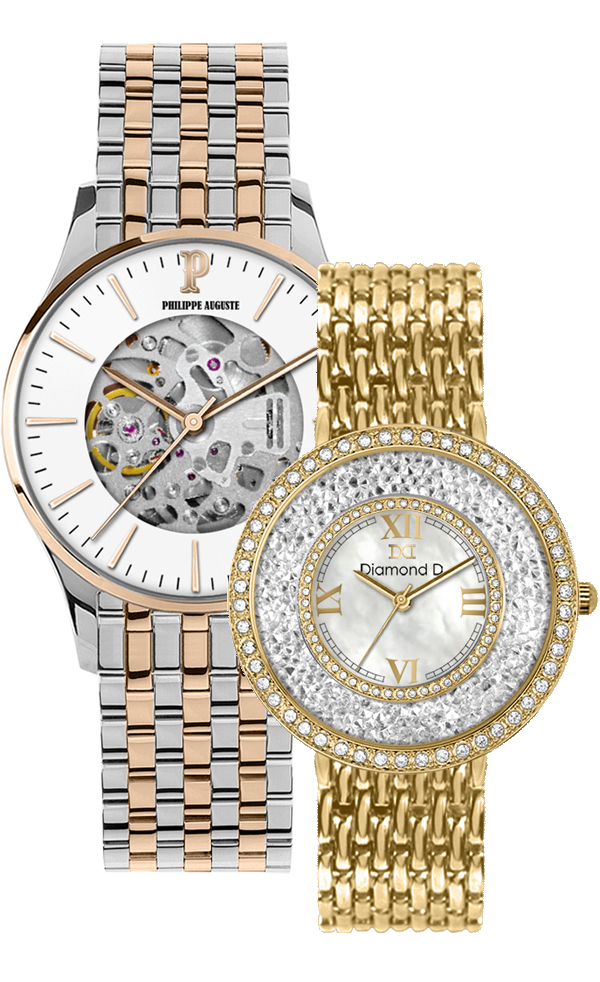 Đồng hồ Philippe Auguste PA5008G + Diamond D DD6013C